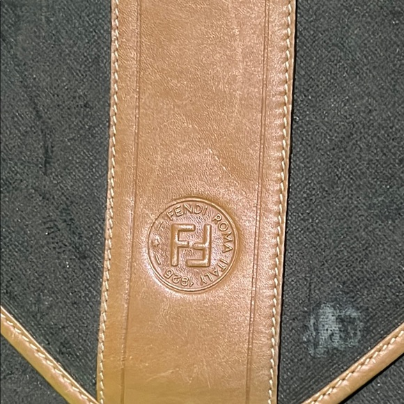 Fendi Black Suede and Brown Leather Crossbody Bag - Picture 2 of 10